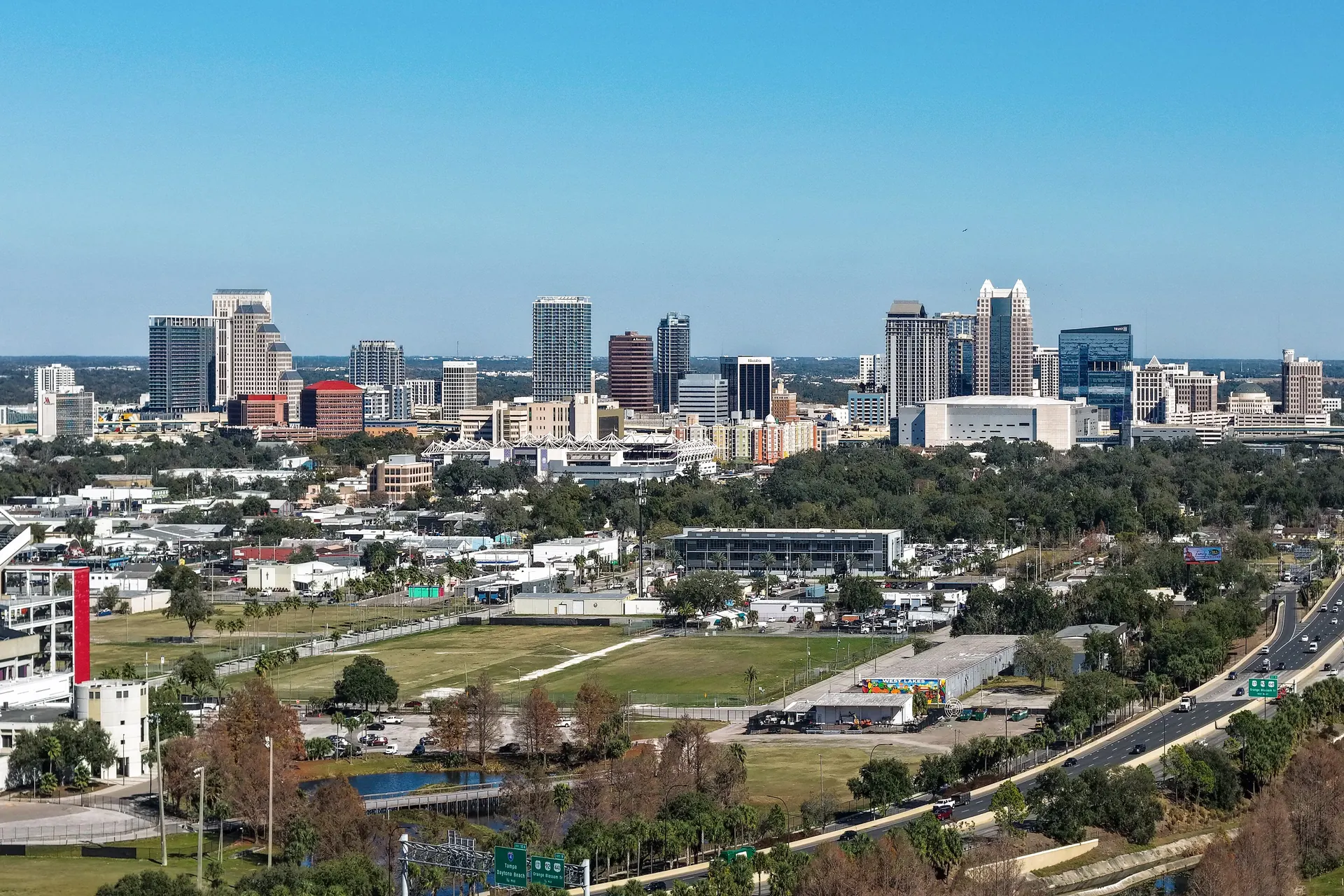 Downtown Orlando skyline from above