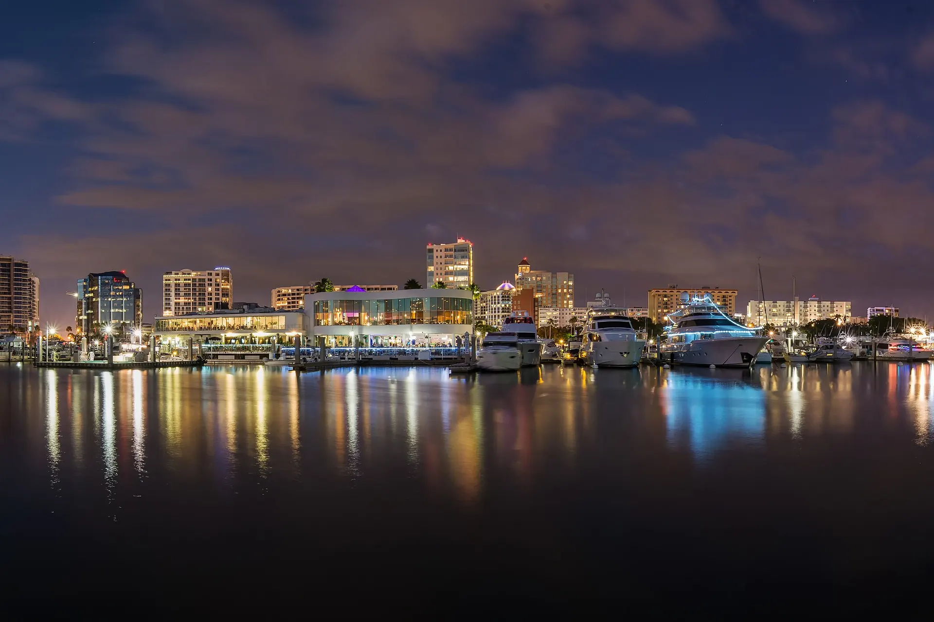 Sarasota bayfront at night