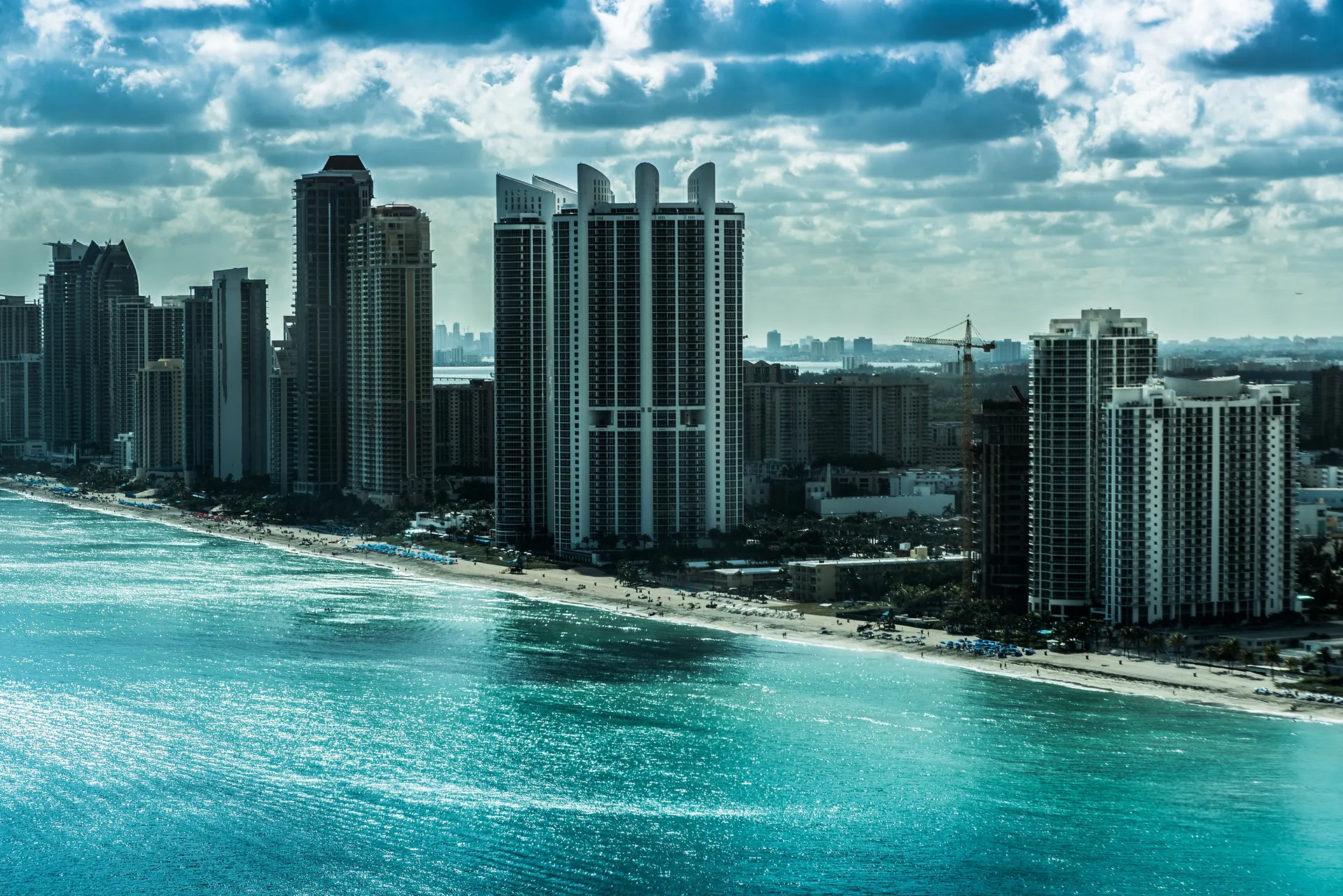 Oceanfront towers above turquoise water, Sunny Isles Beach
