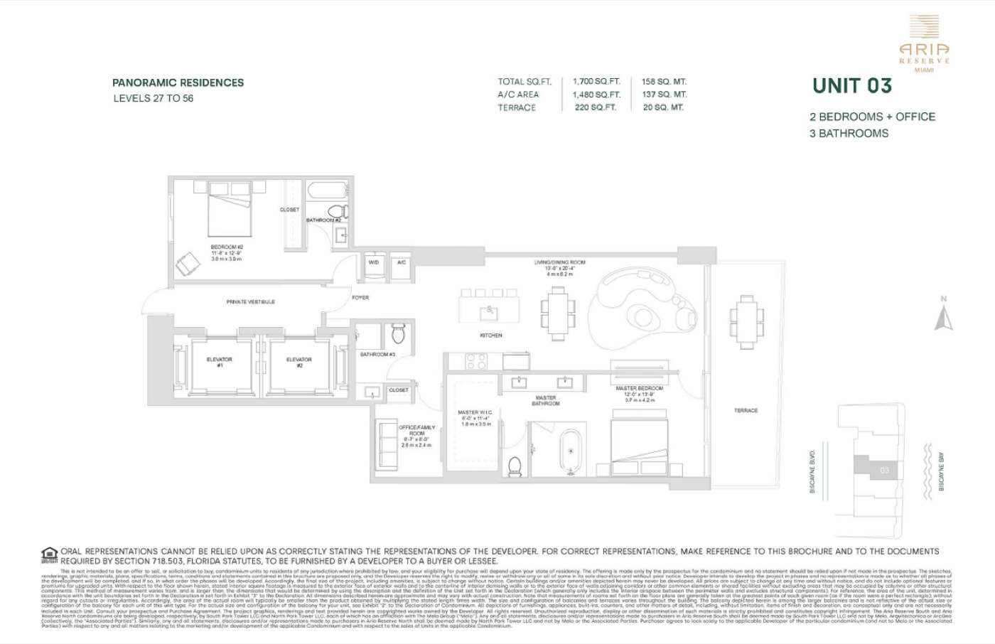Aria Reserve Miami — Residence 03-A floor plan