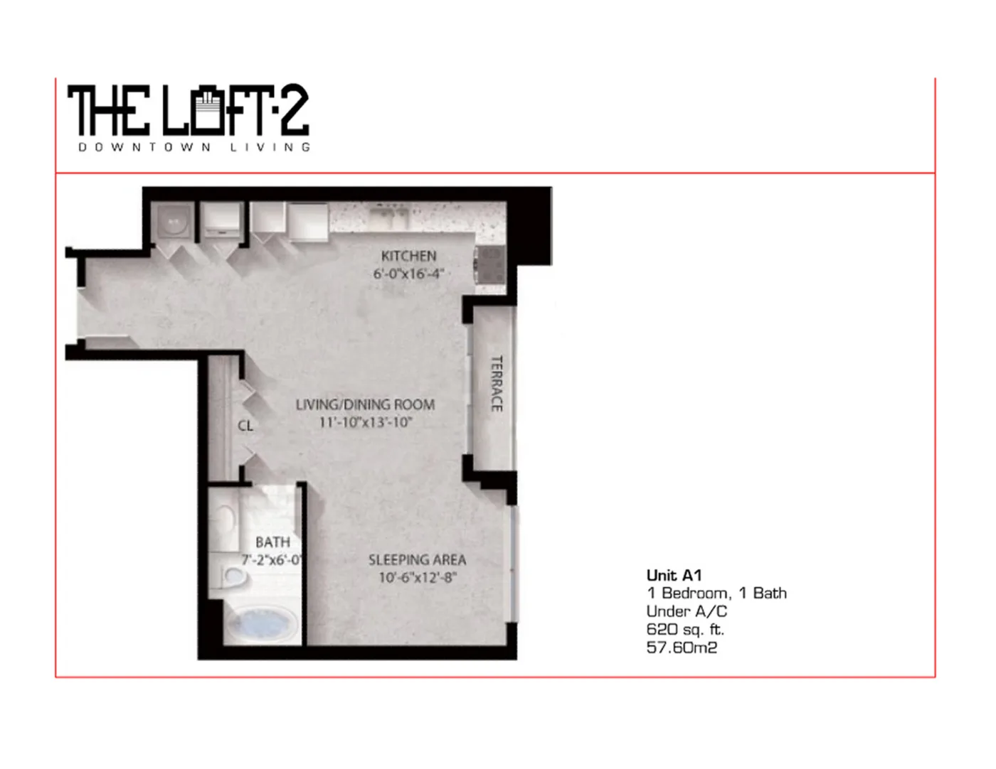 The Loft Downtown II — Unit A1 floor plan