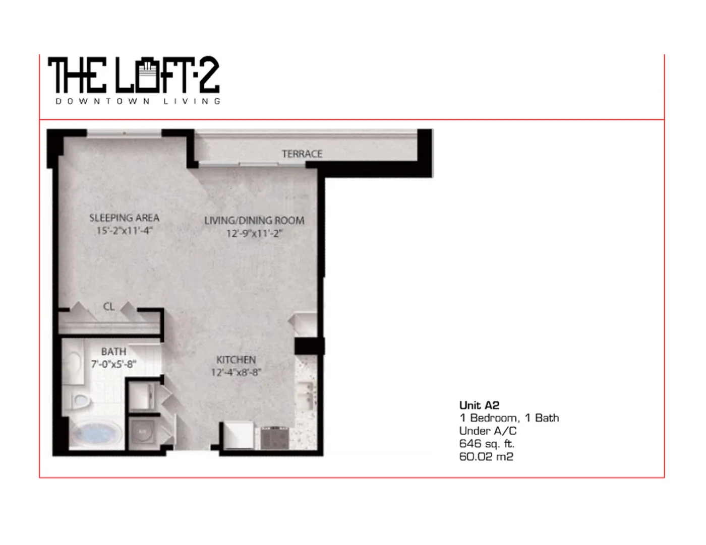 The Loft Downtown II — Unit A2 floor plan