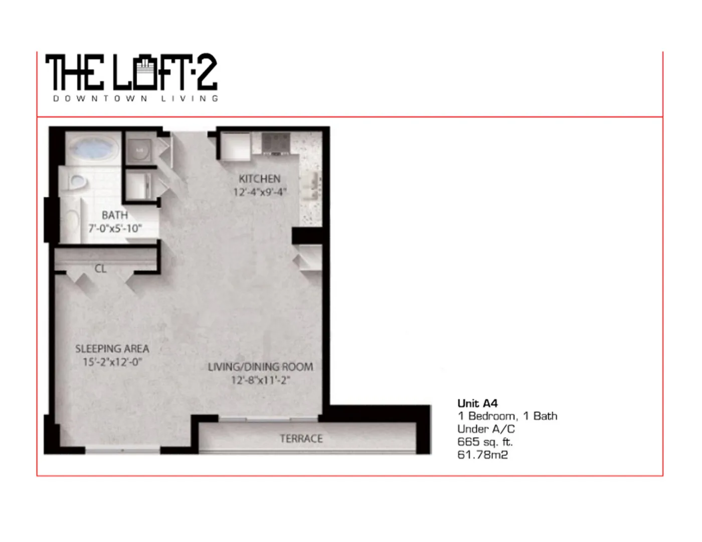 The Loft Downtown II — Unit A4 floor plan