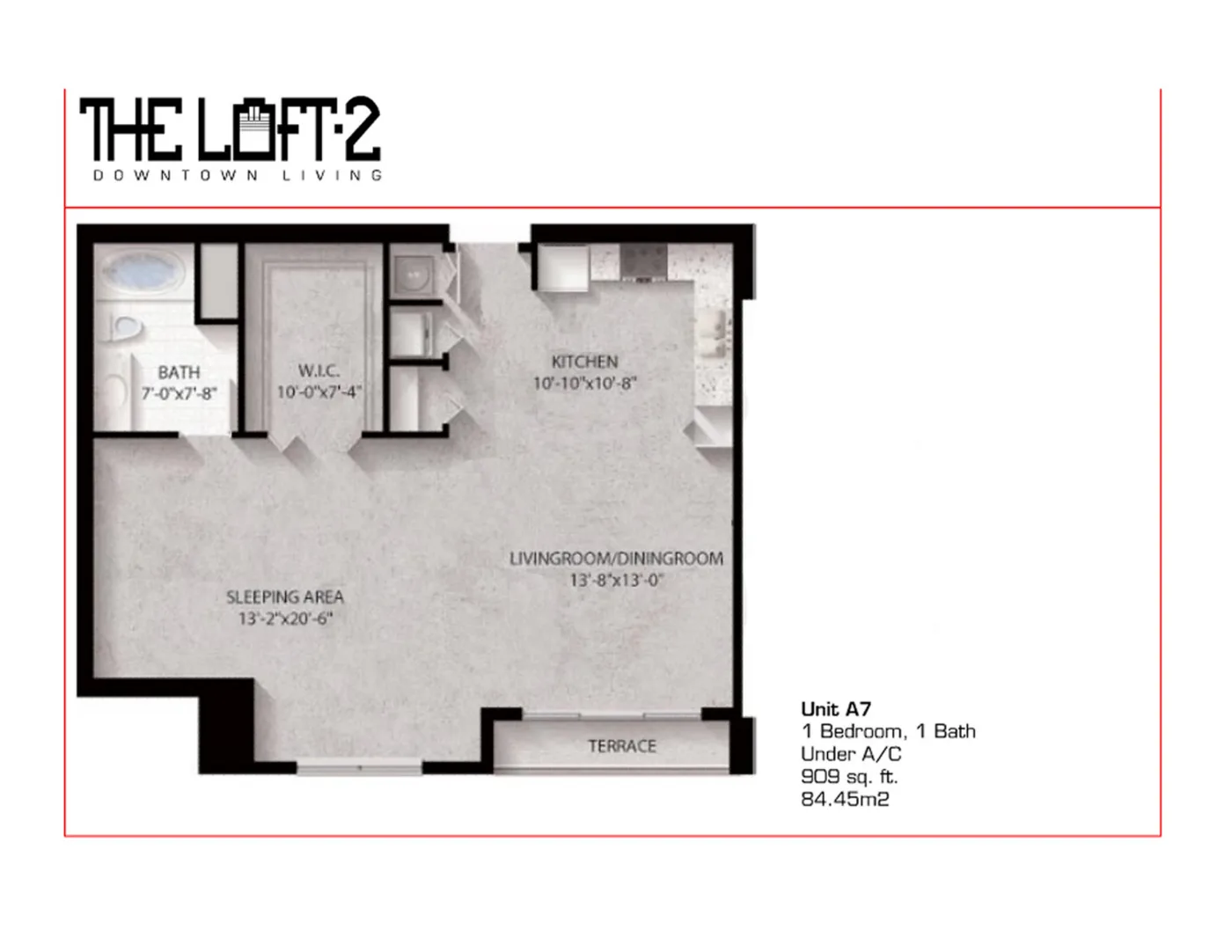The Loft Downtown II — Unit A7 floor plan