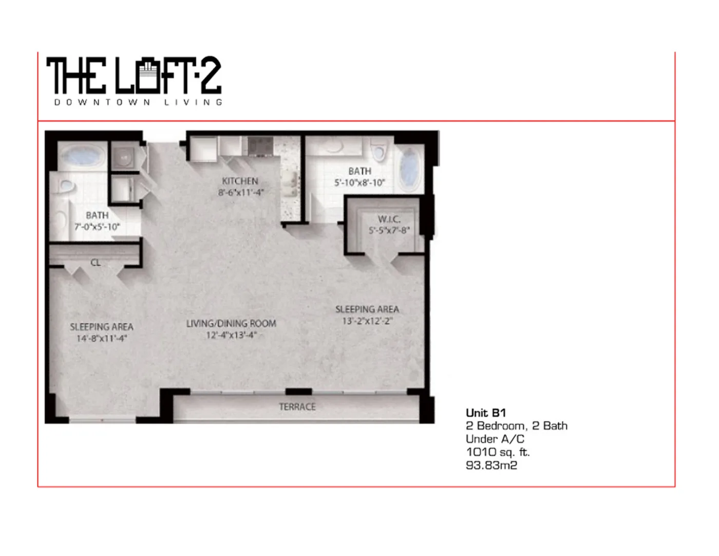 The Loft Downtown II — Unit B1 floor plan