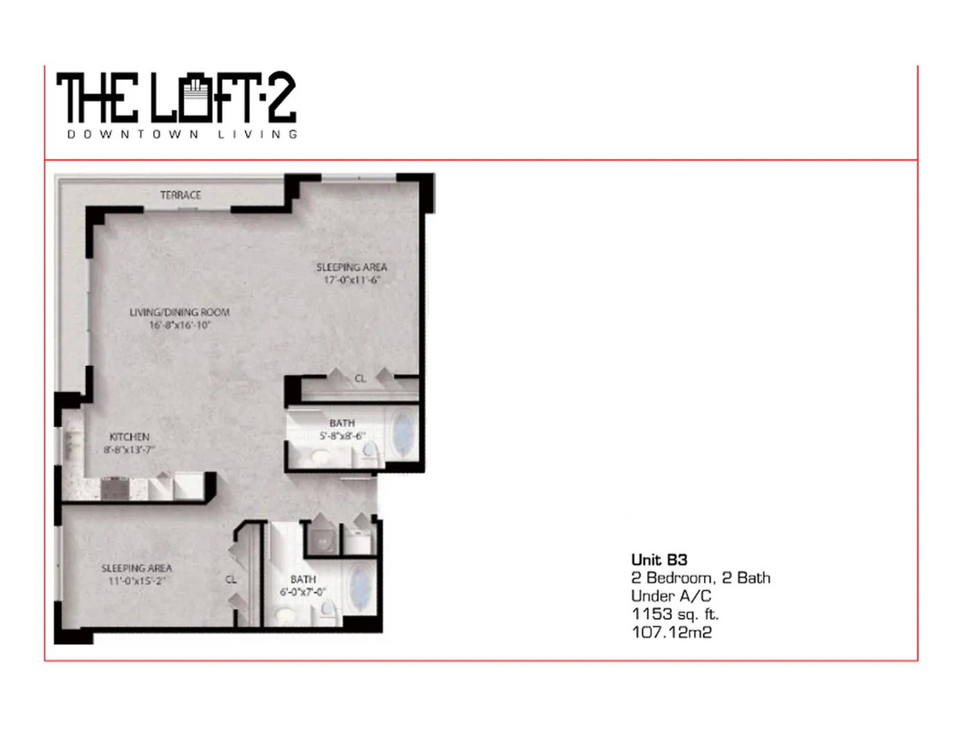 The Loft Downtown II — Unit B3 floor plan